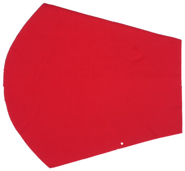 A red cut panel with a hole marked by the model